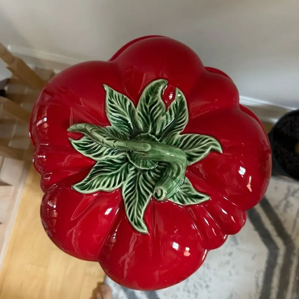Crate&Barrel Tomato Decorative Scultptrual Tureen with Lid